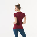 NWT 2021 Woman Short Sleeve Shirt  Elastic Yoga Mesh Sports T Shirt Fitness Women's Gym Running Black Tops Tee Free Shipping