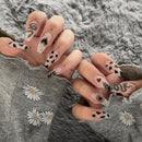 24pcs/set Long Stiletto Fake Nails Punk Snake Pattern Black White Matte False Nails Artificial Full Nail Tips Manicure Tools