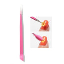 1pc 2 heads Straight Nail Tweezers with Silicone Pressing Head for 3D Sticker Rhinestones Water Sticker Picker Metal Nails Tools