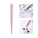 1pc 2 heads Straight Nail Tweezers with Silicone Pressing Head for 3D Sticker Rhinestones Water Sticker Picker Metal Nails Tools