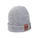 Baby Knit Hat for Boys Girls Autumn Winter Warm Kids Beanie Adult Children Parent-Child Hats Newborn Baby Cap with Leather Label