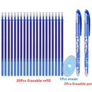 20+3 Pcs/Set Erasable Gel Pen Refills Rod 0.5mm Blue Black Ink Washable Handle Magic Erasable Pen for School Office Stationery