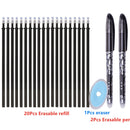 20+3 Pcs/Set Erasable Gel Pen Refills Rod 0.5mm Blue Black Ink Washable Handle Magic Erasable Pen for School Office Stationery