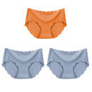 3Pcs/Set Seamless Underwear Silk Women Solid Panties Lingerie Invisible Intimates Sexy Comfortable Female Underpants Briefs