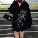 Y2K Rhinestone Skeleton Zip Up Oversized Sweatshirts 2021 Summer Goth Hoodies Women Grunge Hooded Jacket Streetwear Retro Clothe