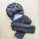 Baby Cotton Hat  Autumn Winter Children's Scarf Hat Sets  Bowknot Ear Baby Girl Boy Warm Beanies