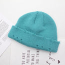 Winter Harajuku Women Skullies Knitted Fashion Warm Thick Hat Autumn Hip Hop Hole Beanies Unisex Basic Cap PJ009