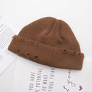 Winter Harajuku Women Skullies Knitted Fashion Warm Thick Hat Autumn Hip Hop Hole Beanies Unisex Basic Cap PJ009