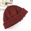 Winter Harajuku Women Skullies Knitted Fashion Warm Thick Hat Autumn Hip Hop Hole Beanies Unisex Basic Cap PJ009