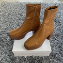 2021 NEW brand women autumn winter warm boots sexy high heels platform black brown zipper shoes woman ankle boots big size 35-42
