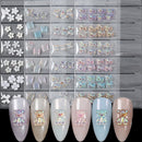 1 Pack 3D Cute Aurora Bear/Bow Ties/Skirt/White Flowers Acrylic Nail Art Decorations For Nails Glitter DIY Manicure Accessories