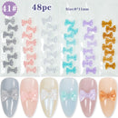 1 Pack 3D Cute Aurora Bear/Bow Ties/Skirt/White Flowers Acrylic Nail Art Decorations For Nails Glitter DIY Manicure Accessories
