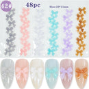 1 Pack 3D Cute Aurora Bear/Bow Ties/Skirt/White Flowers Acrylic Nail Art Decorations For Nails Glitter DIY Manicure Accessories
