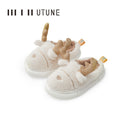 UTUNE Winter Women Furry Cartoon Slippers Rabbit Wool Home Shoes EVA Platform Slient Men Flat Shoes Pantuflas de mujer Christmas
