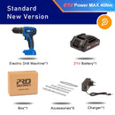20V/21V Brushless Electric Drill 40NM/45NM Cordless Screwdriver Li-ion Battery Mini Electric Power Drill 5pcs Bit By PROSTORMER