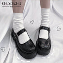 CHAOZHU  Japanese Korea High School Girls High Socks Loose Solid Colors Double Needles Knitting Cotton Long Socks Women