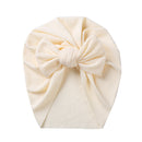 Solid Ribbed Bunny Knot Turban Hats for Baby Boys Girls Beanies Striped Thin Elastic Caps Bonnet Newborn Toddler 0-4T Headwraps