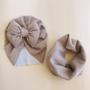 Baby Cotton Hat  Autumn Winter Children's Scarf Hat Sets  Bowknot Ear Baby Girl Boy Warm Beanies