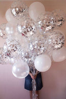 30pcs 12inch Silver Confetti Balloon Happy Birthday Wedding Party Decor Globos Pearl White Air Helium Balls Baby Shower Supplies