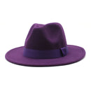 2021 New Hot Wide Brim Felt Fedora Hats With Bee Ribbon Autumn Winter Wedding Party Trilby Hat Men Gentleman Jazz Hats 56-58CM