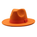2021 New Hot Wide Brim Felt Fedora Hats With Bee Ribbon Autumn Winter Wedding Party Trilby Hat Men Gentleman Jazz Hats 56-58CM