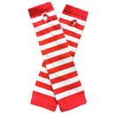 Elbow Length Fingerless Gloves Arm Sleeve Warmer Rainbow Colored Striped Knitted Sunscreen Halloween Costume Fingerless Mittens