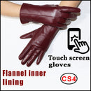 Women's sheepskin gloves winter warmth plus velvet short thin touch screen driving female color leather gloves new high-end 2021