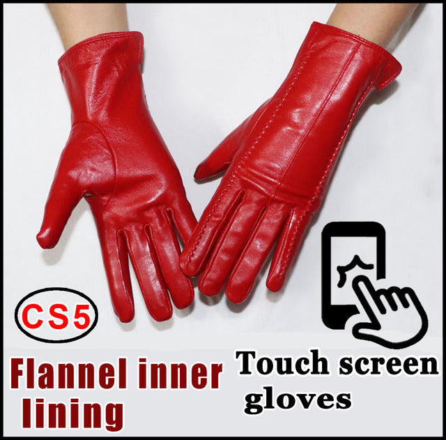 Men's Leather Gloves Winter Warm Sheepskin Gloves Velvet Thickened