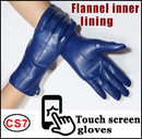 Women's sheepskin gloves winter warmth plus velvet short thin touch screen driving female color leather gloves new high-end 2021