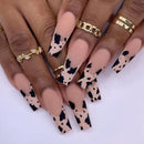 24pcs/set Long Stiletto Fake Nails Punk Snake Pattern Black White Matte False Nails Artificial Full Nail Tips Manicure Tools