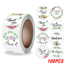 100-500pcs Thank You Round Sticker Scrapbook Envelope Seal Sticker Gift Flower Decoration Stationery Label Sticker