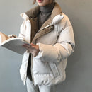 2021 Women's Winter Jacket Streetwear Polyester Zipper Straight 3 Solid Color Padded Coat Warm Femme Parka Black Women Clothing