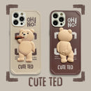 3D Teddy Bear Cartoons Case For iPhone 11 12 13 Pro Max Mini 7 8 Plus XR X XS MAX Cute Trend Creative Couple Cover