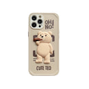 3D Teddy Bear Cartoons Case For iPhone 11 12 13 Pro Max Mini 7 8 Plus XR X XS MAX Cute Trend Creative Couple Cover