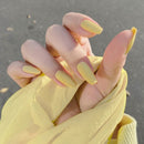 24pcs/box Full Cover fake Press on Nails Matte Yellow Pure Acrylic Frosted Ballerina acrylic for nails for Women free shipping