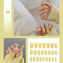 24pcs/box Full Cover fake Press on Nails Matte Yellow Pure Acrylic Frosted Ballerina acrylic for nails for Women free shipping