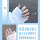 24pcs/box Full Cover fake Press on Nails Matte Yellow Pure Acrylic Frosted Ballerina acrylic for nails for Women free shipping