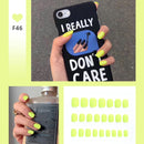 24pcs/box Full Cover fake Press on Nails Matte Yellow Pure Acrylic Frosted Ballerina acrylic for nails for Women free shipping