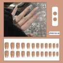 24pcs/box Full Cover fake Press on Nails Matte Yellow Pure Acrylic Frosted Ballerina acrylic for nails for Women free shipping