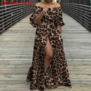 Women's Dress 2021 Celmia Autumn Sexy High Waist Maxi Robes High Split Long Sundress Three Quarter Sleeves Floor-Length Vestidos