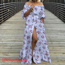 Women's Dress 2021 Celmia Autumn Sexy High Waist Maxi Robes High Split Long Sundress Three Quarter Sleeves Floor-Length Vestidos