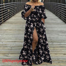 Women's Dress 2021 Celmia Autumn Sexy High Waist Maxi Robes High Split Long Sundress Three Quarter Sleeves Floor-Length Vestidos