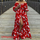 Women's Dress 2021 Celmia Autumn Sexy High Waist Maxi Robes High Split Long Sundress Three Quarter Sleeves Floor-Length Vestidos