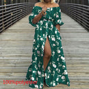 Women's Dress 2021 Celmia Autumn Sexy High Waist Maxi Robes High Split Long Sundress Three Quarter Sleeves Floor-Length Vestidos