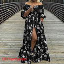 Women's Dress 2021 Celmia Autumn Sexy High Waist Maxi Robes High Split Long Sundress Three Quarter Sleeves Floor-Length Vestidos