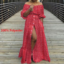 Women's Dress 2021 Celmia Autumn Sexy High Waist Maxi Robes High Split Long Sundress Three Quarter Sleeves Floor-Length Vestidos