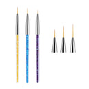 3Pcs Acrylic French Stripe Nail Art Liner Brush Set 3D Tips Manicuring Ultra-thin Line Drawing Pen UV Gel Brushes Painting Tools