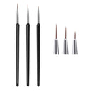 3Pcs Acrylic French Stripe Nail Art Liner Brush Set 3D Tips Manicuring Ultra-thin Line Drawing Pen UV Gel Brushes Painting Tools