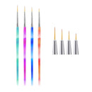 3Pcs Acrylic French Stripe Nail Art Liner Brush Set 3D Tips Manicuring Ultra-thin Line Drawing Pen UV Gel Brushes Painting Tools