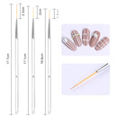 3Pcs Acrylic French Stripe Nail Art Liner Brush Set 3D Tips Manicuring Ultra-thin Line Drawing Pen UV Gel Brushes Painting Tools